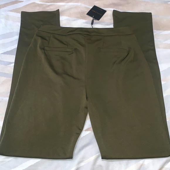 Juxlabel Super Sleek Satin Dress Pant Olive Green Large High Rise - Picture 2 of 4